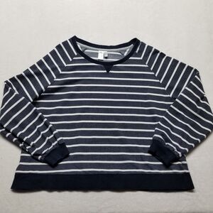 Aventura XXL Top Organic Cotton Long Sleeve Blue White Stripe Coastal Nautical